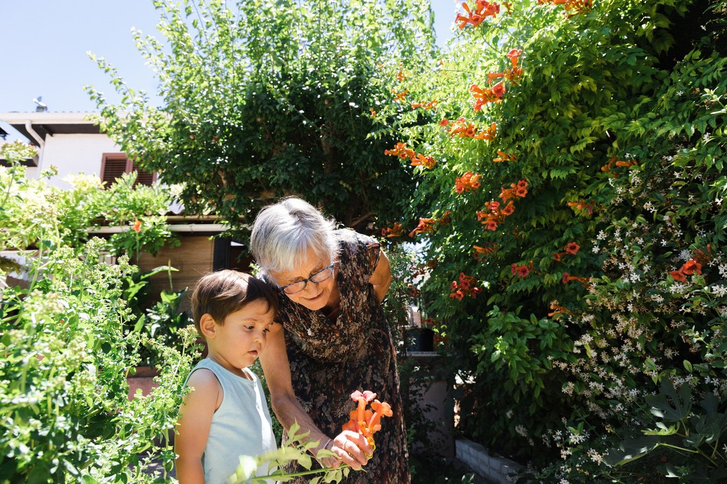 Grandmother in garden