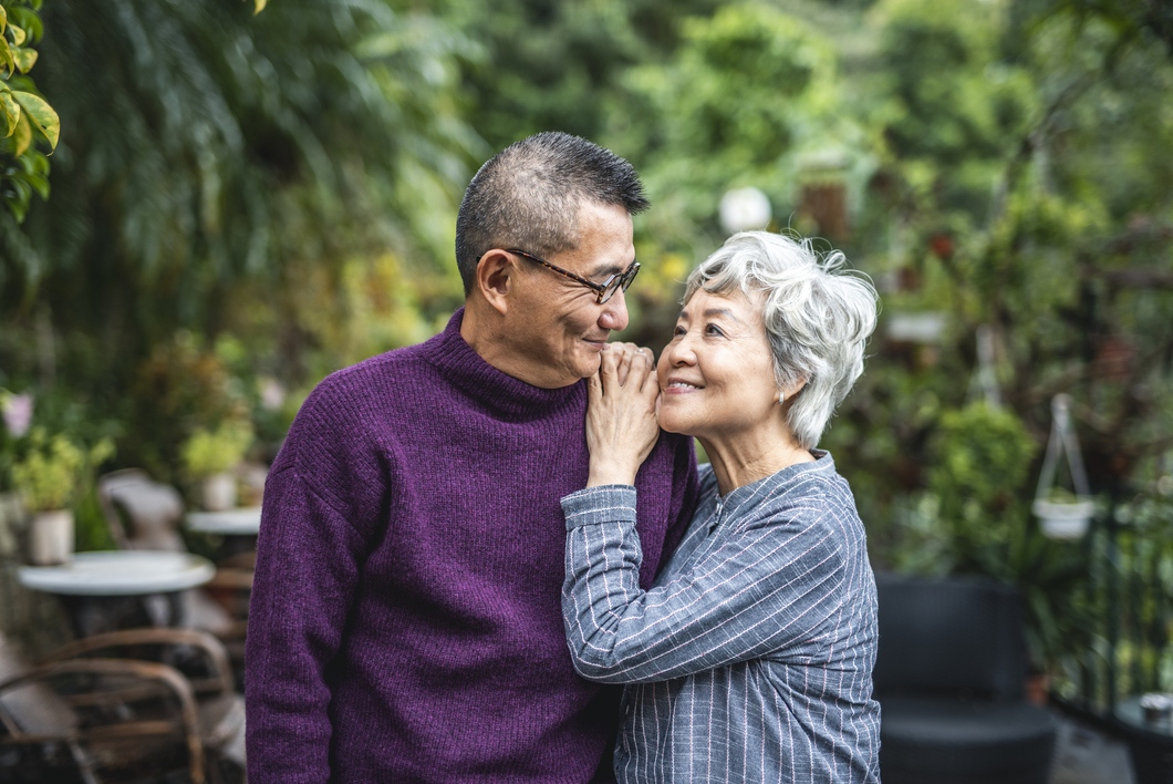 Romantic senior couple